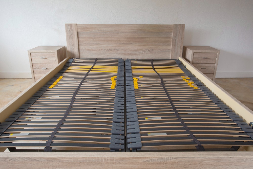 Bed frame with slat base